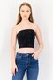 Women Straight Across Neckline Washed Tube Top, Black