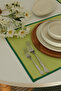 4-Piece Pera Green Piping Detailed Duck Linen Washable, Stain-Resistant Supla American Service Set - 8