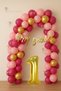 Pink 1 Year Old Set Fuchsia Pink Gold Color Balloon Gold Happy Birthday Banner Gold Number Balloon Chain