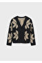 Black Girl's Patterned Cardigan 7318 - 2