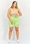 Women Drawstring Brand Logo Basic Shorts, Lime Green - 4