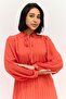 Women Pleated Midi Dress, Red - 2