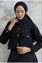 Polo Collar Snap Button Closure Lined 55 cm Long Sports Italian Cashmere Mini Jacket with Inside Pockets - 2
