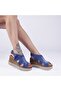Jeanolog Denim Sandals Platform Wedge Heel Ankle Buckle - 5