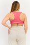 Women Brand Logo Non Padded Sports Bra, Dark Pink - 3
