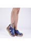 Jeanolog Denim Sandals Platform Wedge Heel Ankle Buckle - 3