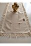 Buldan Cendere Cloth Lace Authentic Coffee Beaded Handcrafted Antique Fringed 50X135 cm Runner - 3