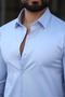 Slim Fit Lycra Blue Classic Men's Shirt - 3