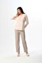 Women's Powder Striped Lace Winter Special Design Maternity Maternity Dressing Gown Pajama Set - 4