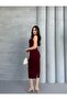 Women's Scuba Fabric Draped Midi Dress - 3