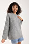 Thessaloniki Knitted Gray Oversize Knitwear Women's Long Sweater - 4