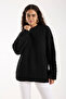 Thessaloniki Knitted Black Oversize Knitwear Women's Long Sweater