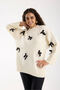 Bow Ribbon Detail Ecru Oversize Women's Long Sweater - 3