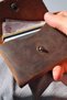 Tan Genuine Leather Card Holder Seamless Small Wallet Horizontal Business Card Holder / Men Women Card Holder - 6