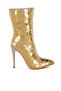 Women Rhinestones Embellished Metallic Boots in Gold