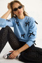 Women's Baby Blue Bow Regular Knitwear Sweater 20246871 - 2