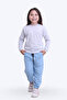Round Neck, Solid, Printless Girl's Bottom-Up Pajama Set with Elastic Waist