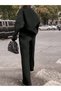Women's Black Wide Leg Sweatpants Set Oversize - 2