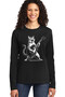Sarman Rock Black Long Sleeve Relax Fit Combed Cotton Women's T-Shirt