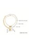 Gold Color Double Layer Necklace - Butterfly Pendant Necklace with Pearl and Chain Detail St-0302 - 3