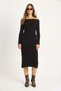 Women's Black Ribbed Madonna Collar Knitwear Dress 20247574 - 3