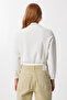 Women's Ecru Elastic Waisted Ribbed Knitted Crop Sweater Mx00265 - 6