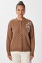 Women's Burgundy Embroidered Beaded Knitwear Cardigan Nx00009 - 5