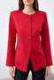 Kırmızı Yuvarlak / Bisiklet Yakalı Fitted Bele Oturan Dokuma Blazer Ceket TWOAW25BC00009 - 4
