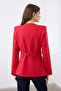 Kırmızı Yuvarlak / Bisiklet Yakalı Fitted Bele Oturan Dokuma Blazer Ceket TWOAW25BC00009 - 5