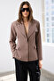 Vizon Oversize Astarlı Kruvaze Kapama Dokuma Blazer Ceket TWOSS22CE0077 - 8