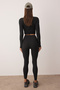 Black Soft Brushed Fabric Full Length Knitted Sports Leggings Thmaw26Ty00008 - 5