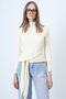 Butter Yellow High Neck Tie-Waist Blouse Alc-X14652 - 3