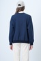Women's Navy Blue Front Printed Oversize Cotton Sweatshirt Alc-X14651 - 7