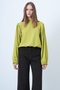 Women's Oil Green Balloon Sleeve Regular Fit Stylish Design Blouse Alc-X14649 - 4