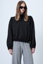 Women's Black Balloon Sleeve Regular Fit Stylish Design Blouse Alc-X14649