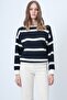 Women's Navy Blue Ecru Boat Neck Regular Fit Striped Blouse Alc-X14660 - 3