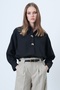 Women's Black Gold Brooch Hidden Placket Oversize Poplin Shirt Alc-X14641 - 6