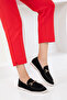 Black Suede Women's Loafer Shoes 21048 - 3