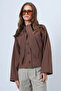 Brown Scarf Detailed Buttoned Jacket Alc-X14669 - 5