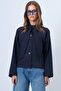 Navy Blue Buttoned Jacket with Scarf Detail Alc-X14669 - 4