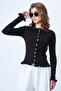 Women's Bitter Brown Crew Neck Ruffle Detailed Buttoned Front Knitted Blouse Alc-X14533 - 4