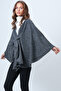 Anthracite Collar Design Knitwear Poncho Alc-X14672