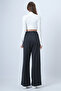 Anthracite High Waist Striped Front Thick Palazzo Trousers Alc-X14566 - 4