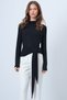 Black High Neck Belted Blouse Alc-X14652
