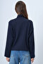Navy Blue Buttoned Jacket with Scarf Detail Alc-X14669 - 6