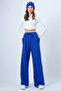 Midnight Blue High Waist Striped Front Thick Palazzo Trousers Alc-X14566