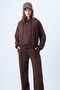 Brown Kangaroo Pocket Crop Sweatshirt and Comfortable Cut Trousers Set Alc-X14609 - 2