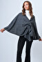 Anthracite Collar Design Knitwear Poncho Alc-X14672 - 5