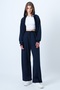 Women's Navy Blue Hooded Zipper Jacket and High Waist Wide Leg Pants Set Alc-X14606 - 4