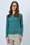 Green Wide Cuff Blouse with Stitching Detail and Front Buttons Alc-X14400 - 4